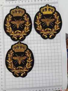 Handmade Embroidered Golden <b>Crown</b> Bee - Product Image 2