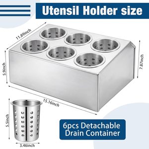 Organizador de Cubiertos de Acero Inoxidable de Gran Capacidad con 6 Compartimentos - Product Image 2