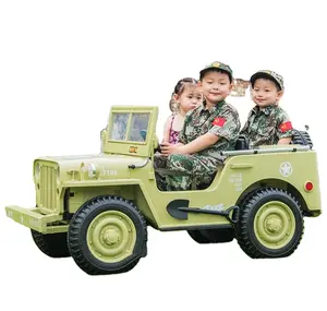 Yeni çocuklar plastik pil büyük kamyon ordu yeşil elektrikli binmek araba çocuklar için oyuncak araba çocuklar için sürücü