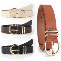 Ceinture décontractée en cuir PU pour femme avec boucle en alliage doré, accessoire féminin de la marque Yonger Factory
