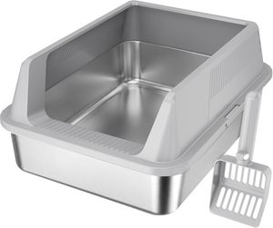 New Trend Stainless Steel <b>Cat</b> <b>Litter</b> Box Extra Large <b>Litter</b> Box <b>Cat</b> Tail Design Stainless Steel <b>Cat</b> <b>Litter</b> Box With High Sided - Product Image 1