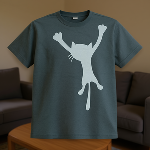 <b>T</b>-Shirt Men's Women's Short Sleeve <b>Cat</b> Hunched Back Slate Pattern Promotional Wear - Product Image 3