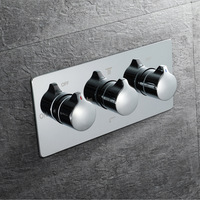 Kit de Douche Moderne Écologique à 4 Sorties avec Commutateur de Douche Chromé, Robinet Mélangeur Thermostatique Dissimulé en Laiton Massif pour Salle de Bain