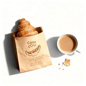 Recyclable Brown Kraft Paper Food <b>Bags</b> with Heat Seal Greaseproof 38Gsm PE Coated Wrapping <b>Bags</b> for Pie and <b>Cakes</b> Bread - Product Image 2