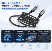 Câble d'ordinateur en nylon tressé robuste de qualité industrielle, USB 3.1 Type-C 10 Gbit/s 5A, synchronisation de données haute vitesse, charge rapide, écologique