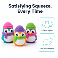 Jouets Squishy Pingouin en Mousse à Rebond Lent, Mignons, 3 Styles, avec Bonnet et Écharpe Tricotés, pour Bureau et Détente