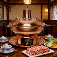 Panci Listrik Tembaga Karbon Serbaguna Model Mandarin Duck Shabu Tebal dengan Tutup Desain Cina Model 002