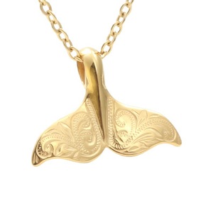 Collier pendentif queue de baleine, bijoux unisexes en alliage de zinc doré, cadeau tendance - Product Image 1