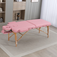 Table de massage pliable confortable en PU rose luxueux pour salon de beauté, spa, atelier et soins