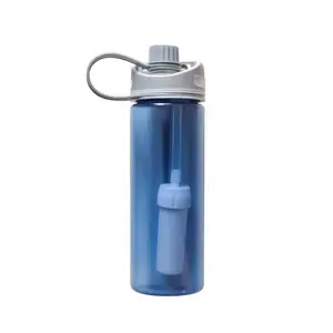 하이킹 생존 휴대용 야외 여행 플라스틱 통합 여과 된 물 필터 병 필터 빨대