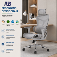 Chaise de bureau ergonomique Aston en maille, dossier haut, appui-tête réglable, hauteur réglable et soutien lombaire pour environnement de bureau