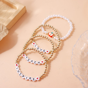 Juego de 4 Pulseras Personalizadas con Cuentas de Manzana para el Regreso a Clases, Regalo para el Día del Maestro - Product Image 2