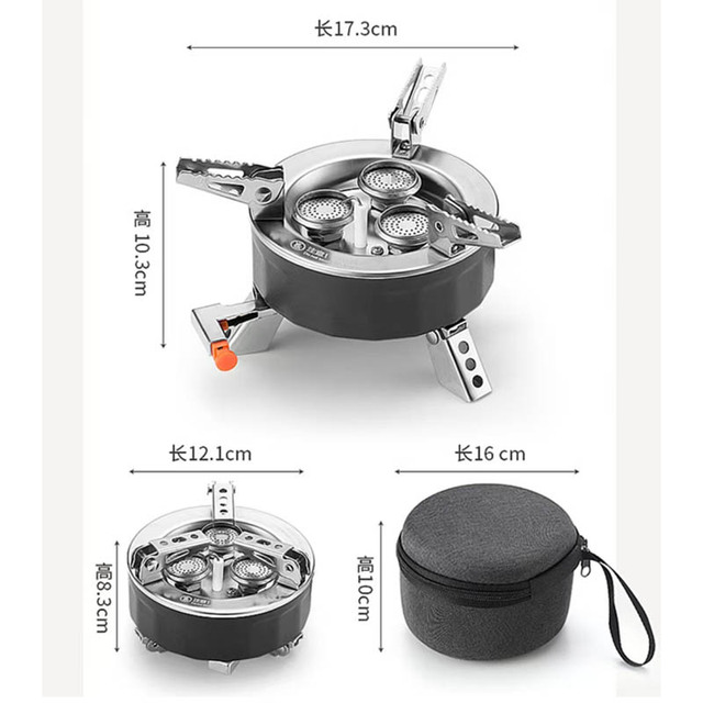 Outdoor Kitchen Ultralight Propane Butane Camping Gas Stoves 3 Burners Folding Portable Mini Outdoor Gas Stove with Case