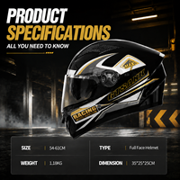 Casque Moto Intégral Aérodynamique Coque PP Double Visière Couche Amortissante EPS Coupe-Vent pour Course Professionnelle