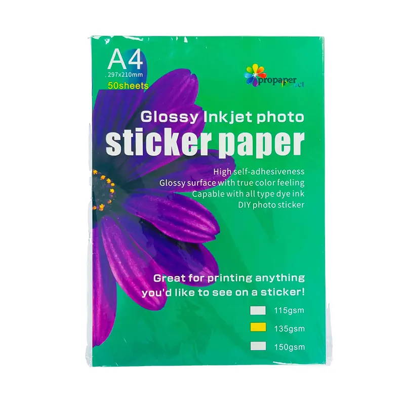 Self Adhesive A3 A4 Waterproof Printable Vinyl Sticker Paper Inkjet Holographic Paper 135gsm Sticker Paper For Inkjet Printer