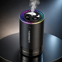 Diffuseur d'arômes pour voiture avec anneau lumineux RVB à dégradé, rotation tourbillonnante, double commandes tactiles, rechargeable par Type-C