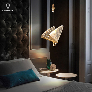 Lámpara de araña Interior de Hotel pequeño moderno de altura ajustable, nueva lámpara colgante de mariposa colorida para iluminación de escaleras Art <span class=keywords><strong>Deco</strong></span> - Product Image 4