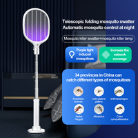 Raquette anti-moustiques électrique télescopique extensible Maist 3-en-1, tapette à insectes rechargeable avec source d'alimentation électrique à semi-conducteurs