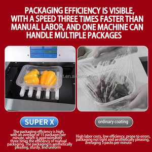Machine d'emballage sous film étirable pour barquettes, fruits, poivrons verts et pommes <span class=keywords><strong>de</strong></span> <span class=keywords><strong>terre</strong></span> - Product Image 3