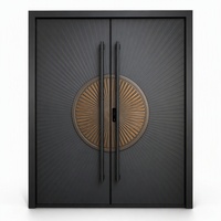Porte de sécurité double en acier de style chinois BOCHARM avec motif nuage doré et serrure intelligente pour villa et maison traditionnelle