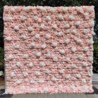 Panneau mural de fleurs artificielles en soie sur mesure, roses pour décoration de mariage avec support en tissu