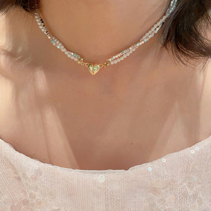 Collier Cœur Luxe Léger pour Femme, Polyvalent, en Métal Argenté, Perles Enroulées, Bijou de Corps Tendance pour Fête et Mariage - Product Image 2