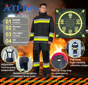 ATI-FIRE Uniforme de pompier EN469 NOMEX CE EN469 <span class=keywords><strong>DRD</strong></span> pour intervention d'urgence, vente en gros et en vrac - Product Image 1