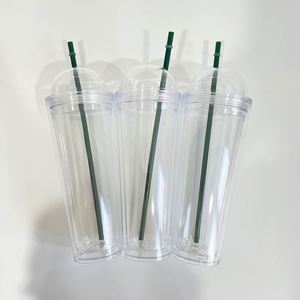 24Oz Pre-Drilled Ice Cream Acrylic Double Walled Iced Coffee <b>Cup</b> Glitter Flow Floating Cold Drink Tumbler <b>With</b> Dome <b>Lid</b> - Product Image 2