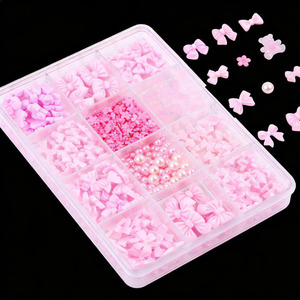 12 Grilles de Breloques pour Ongles Nœuds Roses, Nœuds en Résine 3D à Dos Plat, Décoration d'Ongles <span class=keywords><strong>avec</strong></span> <span class=keywords><strong>Strass</strong></span> pour Accessoires de Manucure DIY - Product Image 2