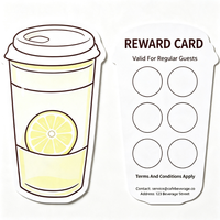 Cartes personnalisées découpées à l'emporte-pièce avec motif de gobelet pour la restauration, récompenses pour les clients réguliers et coupons d'activités pour les consommateurs