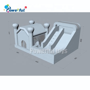 Piscine gonflable de glissière de château de rebond de saut gonflable de terrain de jeu de rebond d'enfants bleu pastel - Product Image 6