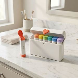 Organizador de Pastillas Semanal con Diseño de Botones Coloridos, Caja de Medicamentos con Tapa Abatible, Dispensador de Vitaminas y Medicamentos Portátil de PP para Viajes - Product Image 4
