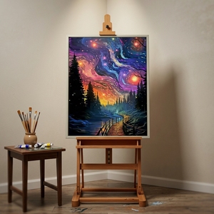 Kit Pittura a Numeri Stile <span class=keywords><strong>Van</strong></span> <span class=keywords><strong>Gogh</strong></span> <span class=keywords><strong>Notte</strong></span> <span class=keywords><strong>Stellata</strong></span> Paesaggio Forestale, Dipinto Digitale a Olio Fai <span class=keywords><strong>da</strong></span> Te per Adulti 40x50cm - Product Image 5