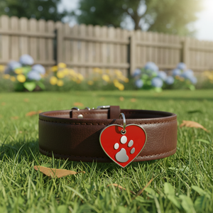 Medaglietta per animali domestici con grande cuore rosso e design con impronta di zampa per cani e gatti - Product Image 3