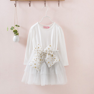 Wholesale Children Clothing Wear Long Sleeve Party Dress With Bow for Kids Baby Girls From China Supplier - Product Image 4