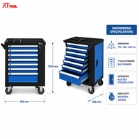Chariot à outils RT TOOL à 7 tiroirs, armoire à extension complète, casier latéral verrouillable, roulettes industrielles