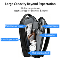 Mochila para Portátil, Mochila de Viaje para Hombre, Oxford 900D, 15.6 Pulgadas, Puerto de Carga USB, Asas Dobles Superiores y Laterales, Viaje de Negocios