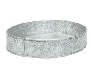 Plateau arrondi galvanisé Nouvelle arrivée Plateau de service décoratif rustique en métal galvanisé fait à la main fourni par l'Inde - Product Image 1