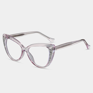 Simple Acetate TR90 Sexy Shiny <strong>Crystal</strong> Colorful Cat <strong>Eye</strong> Eyewear Blue Light Blocking Square Optical Glasses <strong>Frame</strong> Designer - Product Image 3