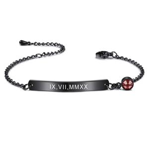 G3251 personalizzato in acciaio inossidabile nome Laser personalizzato Birthstone zircone braccialetto sottile <span class=keywords><strong>gioielli</strong></span> <span class=keywords><strong>di</strong></span> moda inciso barra vuota bracciale - Product Image 4