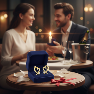 Unisex Cute Heart Shape Round Brilliant Cut Diamond <b>Stud</b> <b>Earring</b> 0.10ctw 10K Yellow Gold for Engagement Anniversary Party Gift - Product Image 3