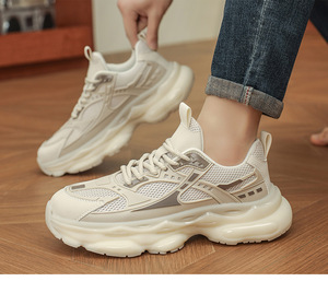 Zapatos Deportivos de Moda para Hombre, Transpirables, Ligeros, con Cordones, a Rayas, con Plataforma, Antideslizantes, Blancos, para Correr - Product Image 6