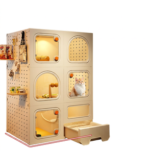Cage pour <span class=keywords><strong>chat</strong></span> et chien en plastique, pour l'intérieur, avec bac à litière intégré, compacte, gain de place, villa pour <span class=keywords><strong>chat</strong></span>, maison pour animaux de compagnie avec organisateur mural en panneau perforé - Product Image 5