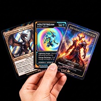 Impression complète de cartes TCG holographiques avec pack booster et boîte, cartes à collectionner personnalisées à âme noire 350 g/m², production en série