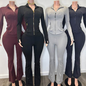 Huili الشركة المصنعة Oem عالية الجودة تجريب سحاب قطعتين يغطي الرجل مجموعات الملابس الرياضية النسائية مجموعات Activewear للنساء - Product Image 1