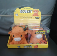 Jouet Squishy Amusant Vache des Highlands, Design Animal de Ferme Adorable, Longue Corne Moelleuse, Couleur Orange Marron, Jouet Anti-Stress pour le Jeu