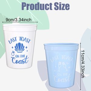 12 Gobelets en plastique réutilisables Thème Bord de Mer pour Fêtes, Prêts à l'emploi, Écologiques, pour Enterrements de Vie de Garçon, Douches Nuptiales, Mariages - Product Image 2