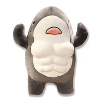 Mignon et belle poupée de requin de muscle peluche peluche animal jouet coussin drôle pour câlin logo OEM en gros