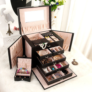 Boîte de rangement pour bijoux en cuir de luxe, grande capacité, haute qualité, multi-couches, pour bagues, colliers, boucles d'oreilles, cadeau de fête - Product Image 3
