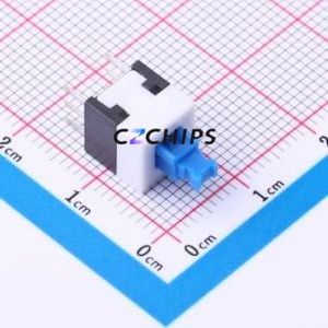 K8-8081D-NNW <b>Push</b> <b>Button</b> <b>Switch</b> Through hole Component (THT) <b>Switch</b> Square Plunger 100mA 30V Blue - Product Image 1